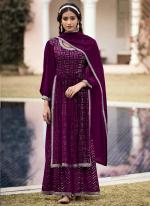 Wine Georgette Eid Wear Embroidery Work Readymade Salwar Suit