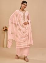 Light Peach Georgette Festival Wear Thread Work Salwar Suit
