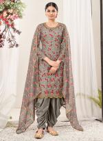 Grey Net Traditional Wear Embroidery Work Patiyala Suit