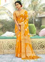 Yellow Organza Traditional Wear Weaving Saree