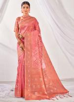 Pink Organza Party Wear Weaving Saree