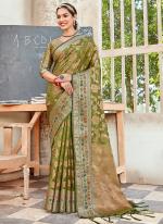 Mahendi Organza Traditional Wear Weaving Saree