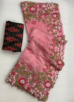 Pink Organza Festival Wear Embroidery Work Saree