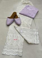 Lilac Cambric Cotton Traditional Wear Sequins Work Kurti With Palazzo