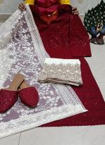 Maroon Cambric Cotton Festival Wear Sequins Work Readymade Salwar Suit