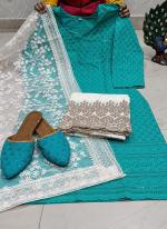 Firozi Cambric Cotton Festival Wear Sequins Work Readymade Salwar Suit