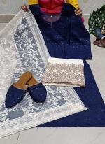 Navy Blue Cambric Cotton Festival Wear Sequins Work Readymade Salwar Suit