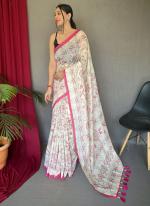 Pink Malai Cotton Casual Wear Printed Saree