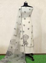 White Organza Traditional Wear Swarovski Work Punjabi Dress Material