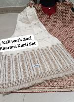 Maroon Cambric Cotton Festival Wear Chikankari Kurti With Sharara