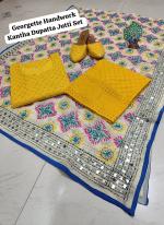 Yellow Cambric Cotton Traditional Wear Chikankari Readymade Phulkari Suit