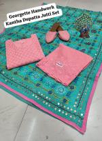 Light Pink Cambric Cotton Traditional Wear Chikankari Readymade Phulkari Suit