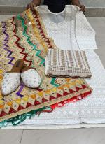 Beige Cambric Cotton Festival Wear Sequins Work Phulkari Suit