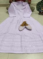 Lilac Cambric Cotton Tradional Wear Sequins Work Gown