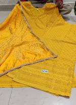 Mustard Cambric Cotton Festival Wear Sequins Work Phulkari Suit