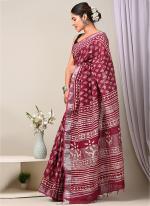 Rani Linen Cotton Casual Wear Bagru Prited Saree