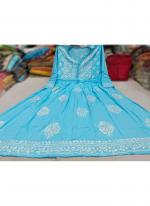 Sky blue Pure Rayon Tradional Wear Lucknowi Kurti