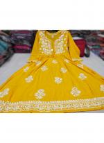 Yellow Pure Rayon Tradional Wear Lucknowi Kurti