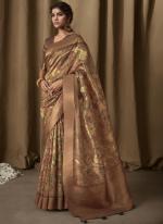Brown Banarasi Silk Party Wear Jacquard Saree