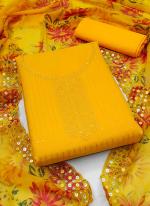 Yellow Georgette Festival Wear Sequins Work Dress Material