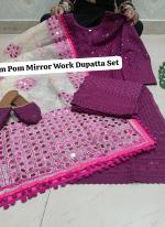 Purple Cambric Cotton Tradional Wear Chikankari Readymade Salwar Suit