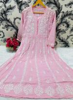 Pink Soft Modal Festival Wear Lucknowi Gown