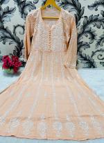 Peach Soft Modal Festival Wear Lucknowi Gown