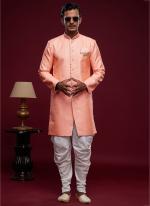 Pink Banarasi Jacquard Tradional Wear Weaving Peshawari Indo Western