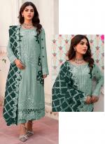 Pista Green Organza Silk Party Wear Embroidery Work Pakistani Suit