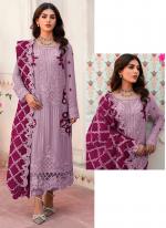 Purple Organza Silk Party Wear Embroidery Work Pakistani Suit