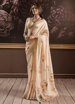 Beige Pure Silk Festival Wear Digital Printed Saree