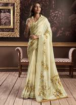 Cream Pure Silk Festival Wear Digital Printed Saree