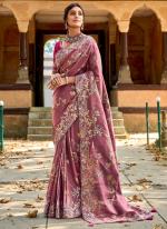 Dark Pink Gadhwal Wedding Wear Hand Work Saree