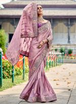 Pink Gadhwal Wedding Wear Hand Work Saree