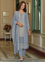 Blue Premium Silk Party Wear Embroidery Work Readymade Salwar Suit