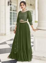 Green Faux Georgette Party Wear Embroidery Work Lehenga Choli