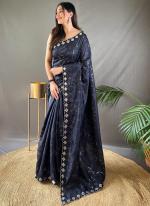 Black Pure Silk Party Wear Border Work Saree