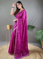 Purple Pure Silk Party Wear Border Work Saree