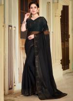 Black Shimmer Silk Party Wear Swarovski Work Saree