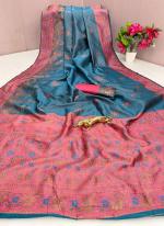 Blue Lichi Silk Festival Wear Weaving Saree