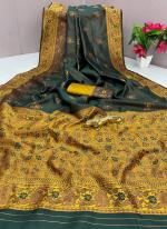 Bottle Green Lichi Silk Festival Wear Weaving Saree