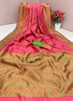 Light Pink Lichi Silk Festival Wear Weaving Saree