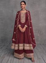 Maroon Pure Vsicose Wedding Wear Embroidery Work Sharara Suit