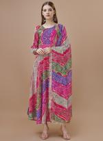 Multi Color Faux Georgette Casual Wear Printed Gown With Dupatta
