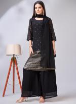 Black Georgette Festival Wear Schiffli Work Readymade Salwar Suit