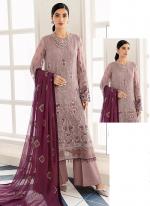 Purple Faux Georgette Party Wear Embroidery Work Pakistani Suit
