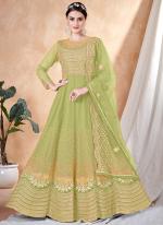 Light Green Net Wedding Wear Embroidery Work Anarkali Suit