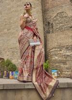 Peach Pure Silk Tradional Wear Printed Saree