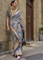 Sky blue Pure Silk Tradional Wear Printed Saree