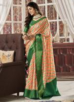 Green Pure Satin Tradional Wear Digital Printed Saree